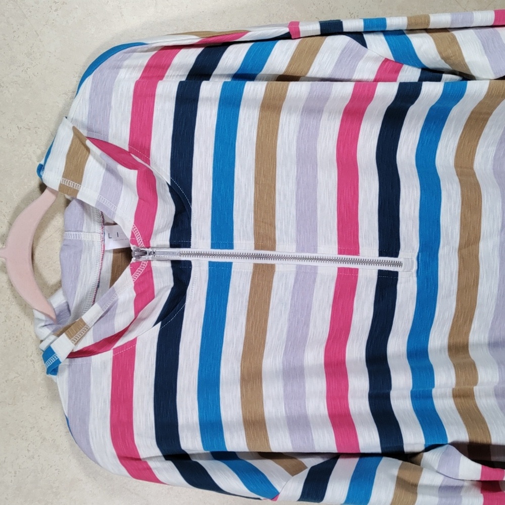 *E156 LIVI Lane Bryant multi-color striped L/S hoodie 22/24 NWOT CLEARANCE - Picture 2 of 10
